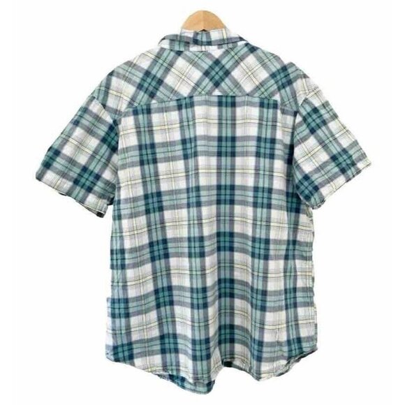 Columbia Mens Sz XXL Blue & Green Plaid Short Sleeve Button Front Shirt Outdoor - Picture 3 of 7